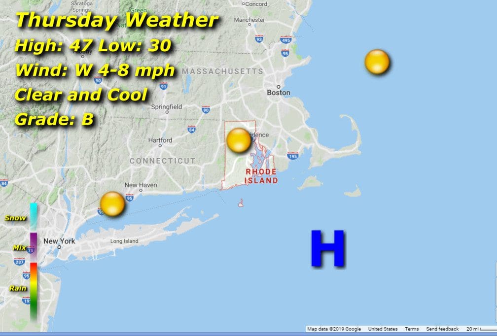 Rhode Island weather map for Thursday.