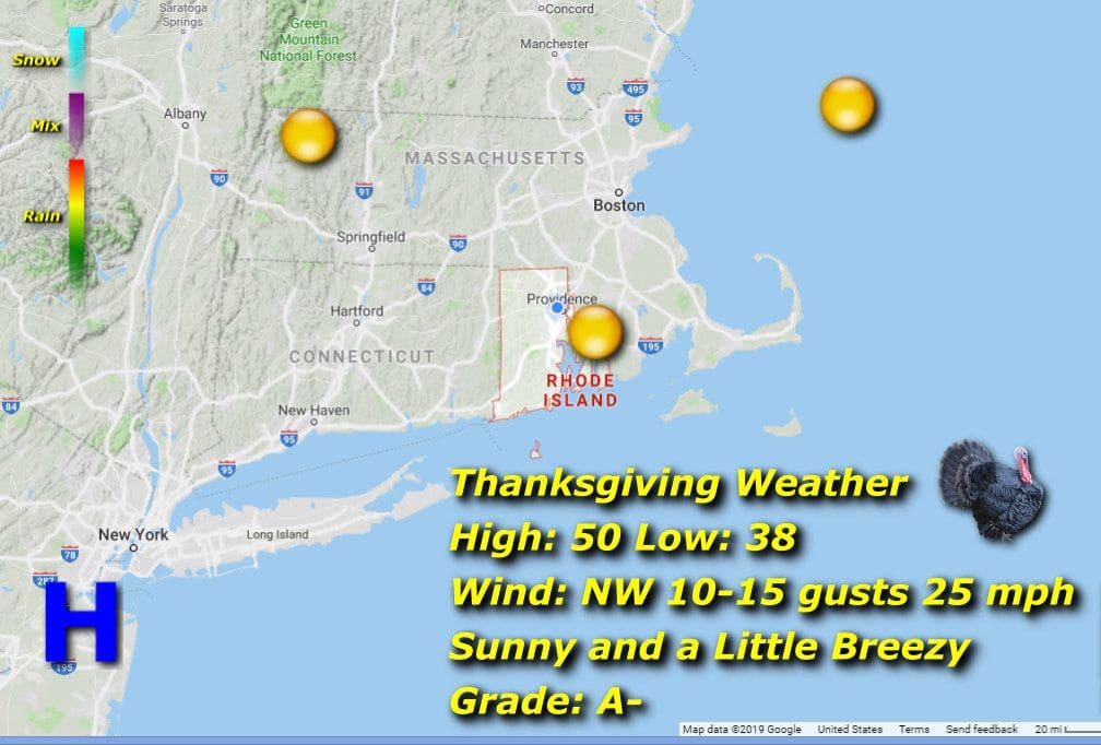 Thanksgiving weather in Rhode Island.