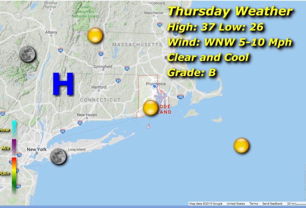 Rhode Island weather map for Thursday.