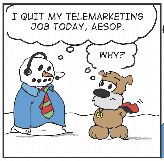 A snowman and a telemarketer star in this hilarious comic strip.