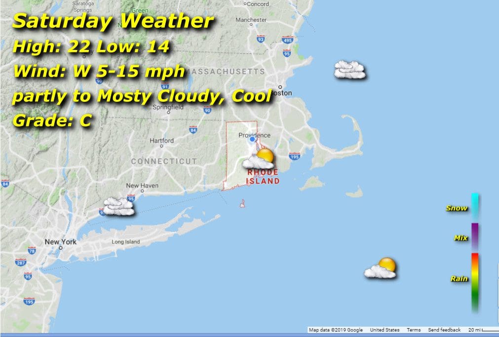 Rhode Island Saturday weather map.