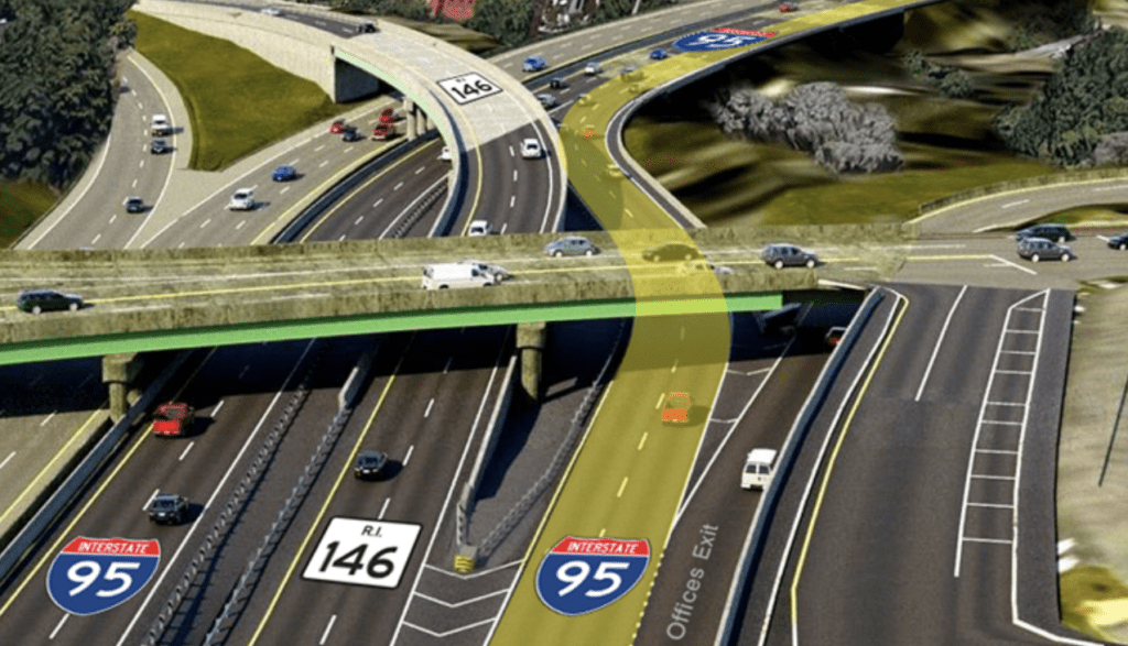 An artist's rendering of the Rhode Island Route 95 highway intersection.