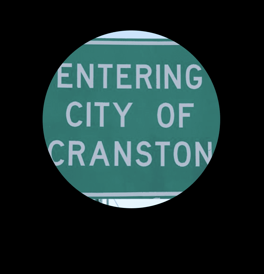 Entering city of Cranston, home of the bridges, sign.