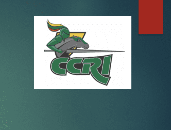 The logo for CCRI women's basketball on a green background.