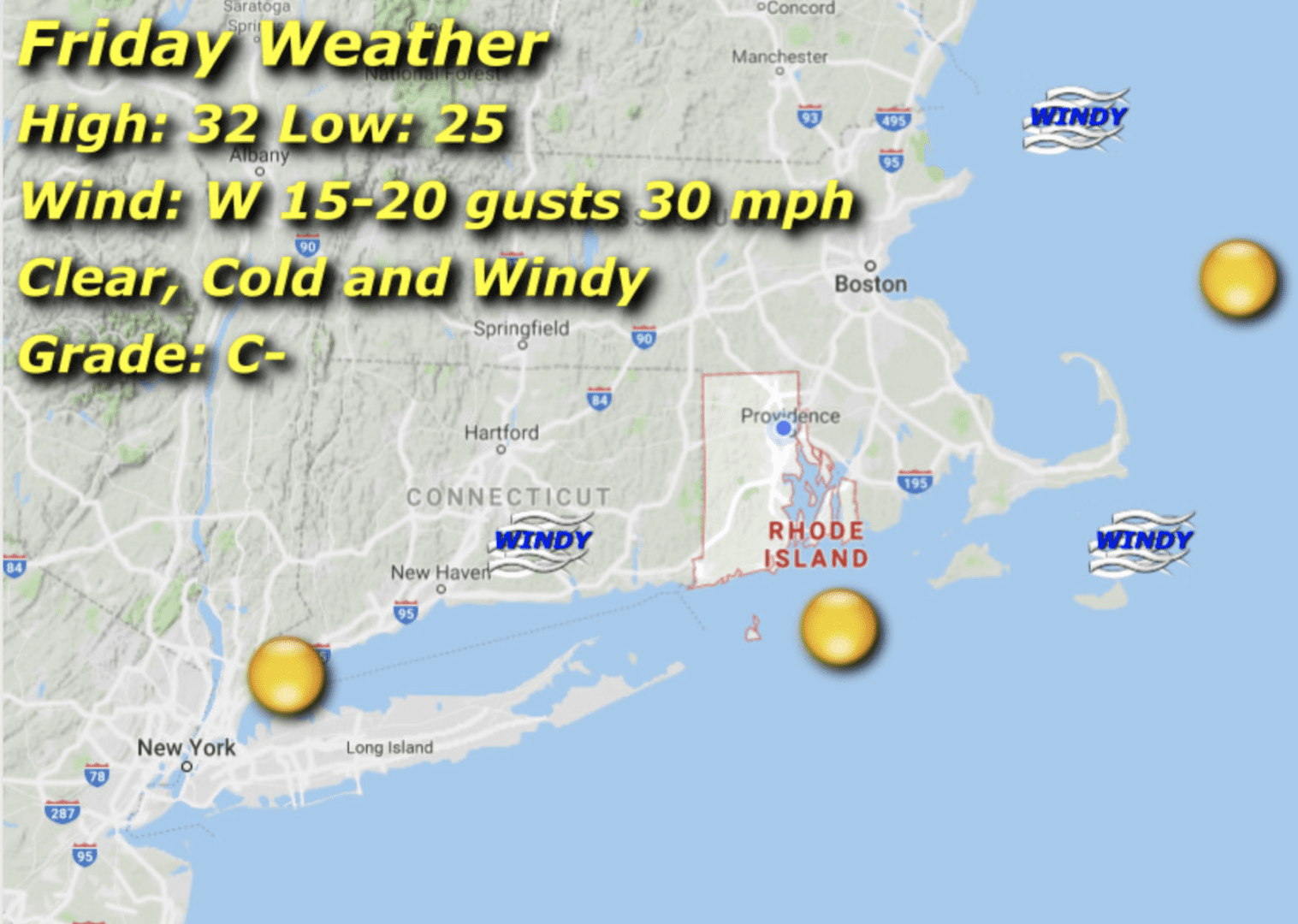 A map of the weather in connecticut