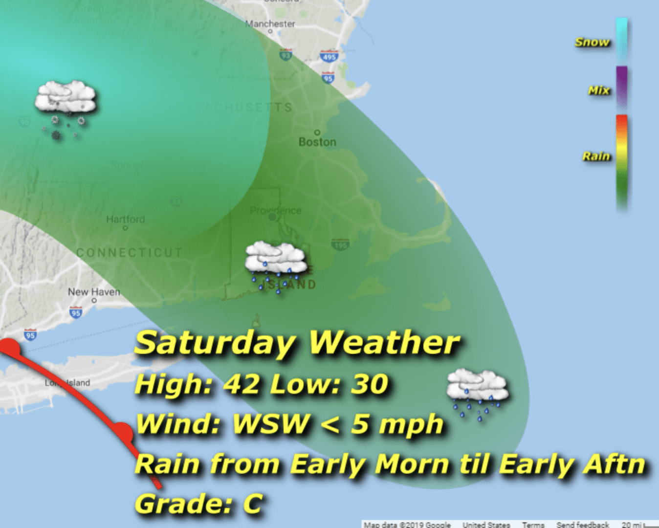 A map of the weather in the bay area.