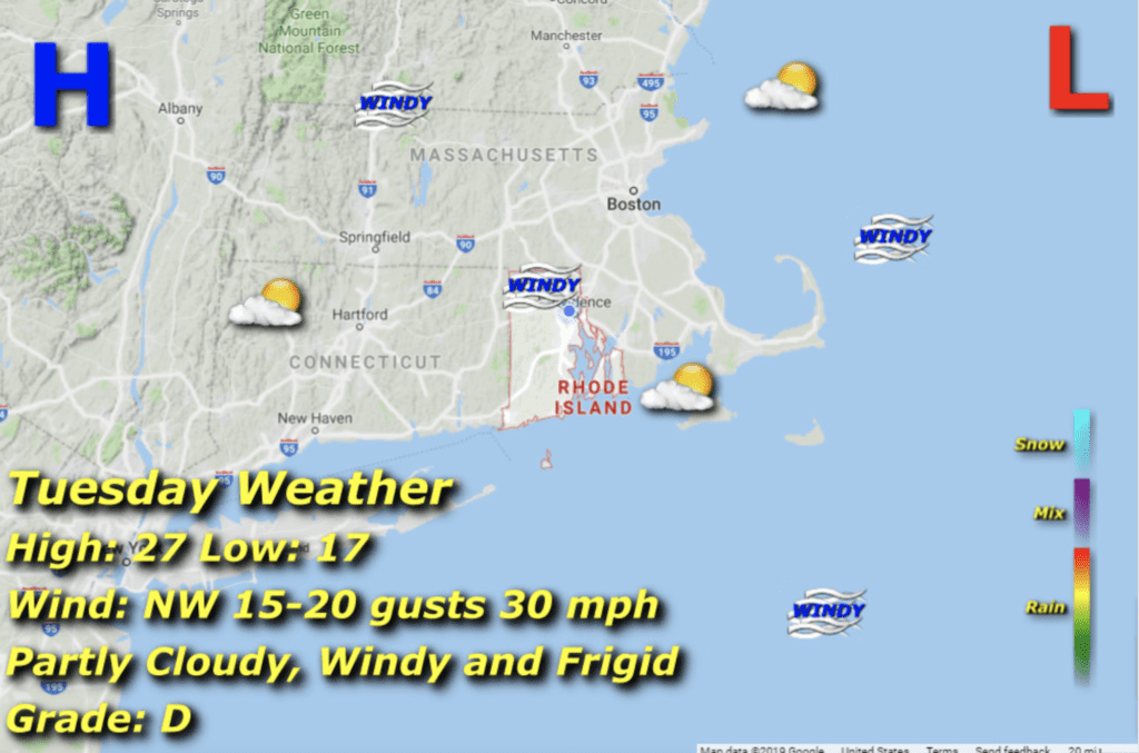 A map of the weather in new england