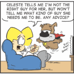 A cartoon of celeste and her dog