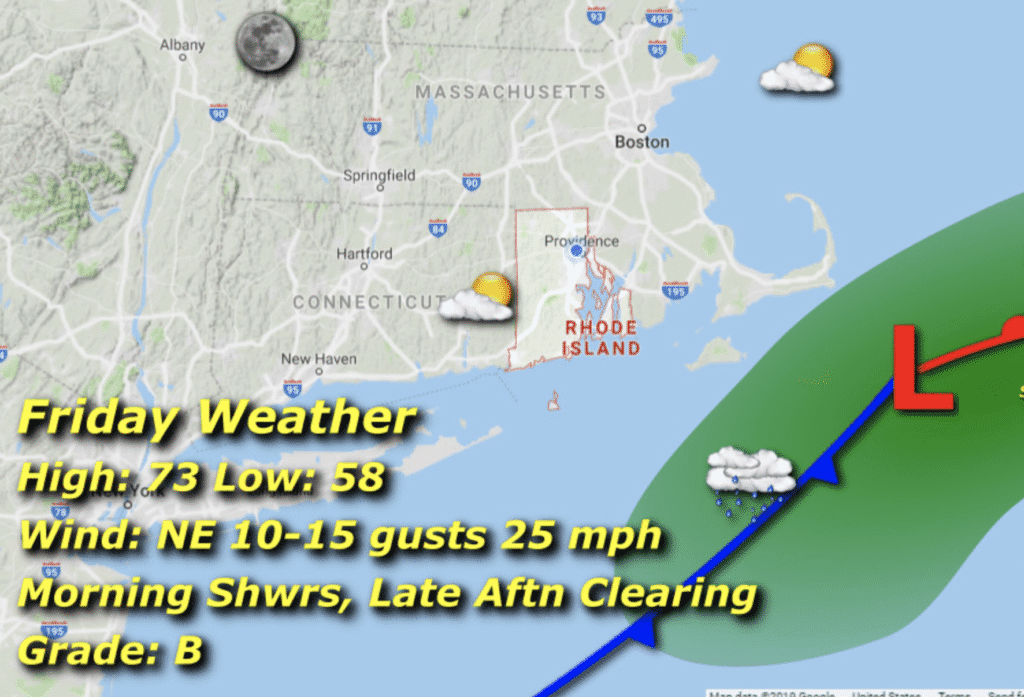 weather map for aug. 1, 2025 in Rhode Island