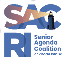 Logo of the Senior Agenda Coalition of Rhode Island with a lighthouse and bold letters.