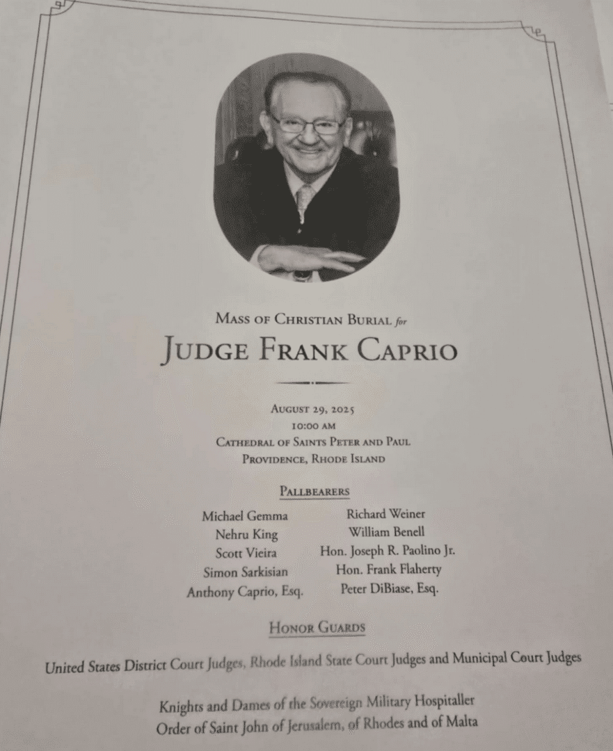 Portrait and biography of Judge Frank Caprio, Master of Ceremonies.