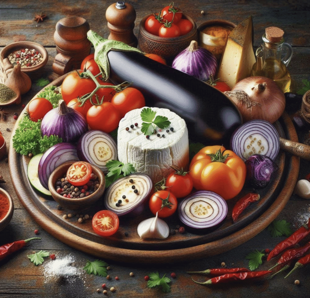 A vibrant platter of fresh vegetables and herbs arranged beautifully.