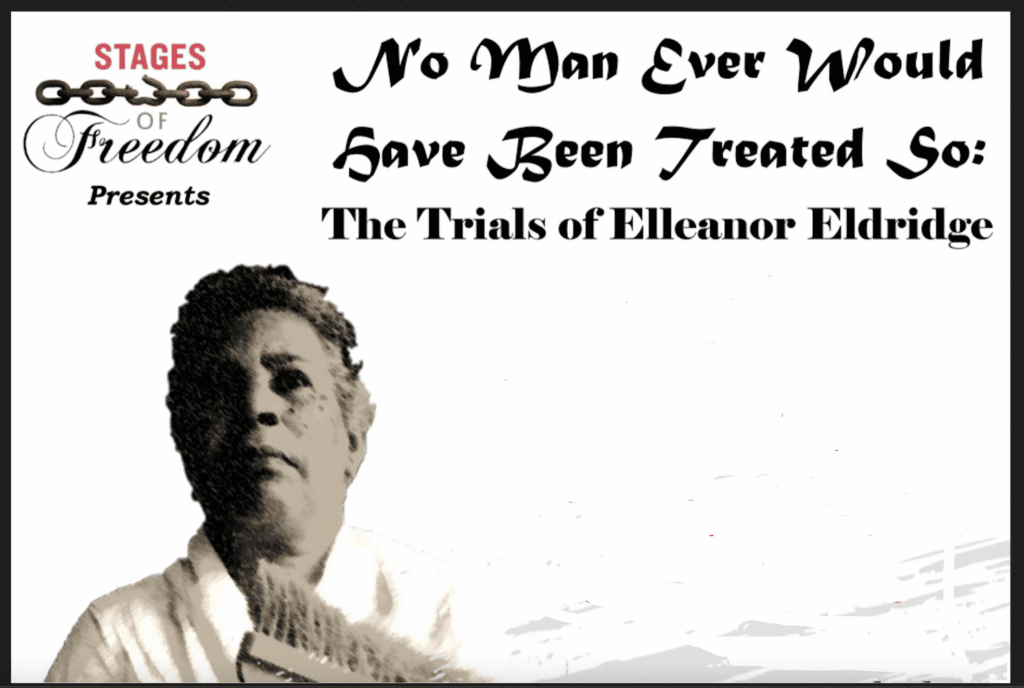 Black and white image of Eleanor Roosevelt with a quote about trials and treatment.