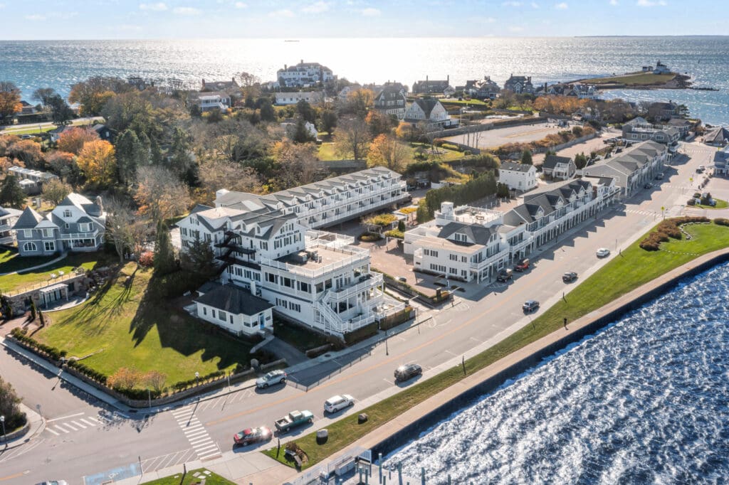 Coastal luxury apartments with ocean views and nearby greenery.