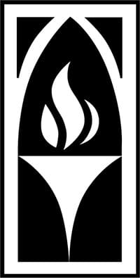 Black and white torch flame icon.