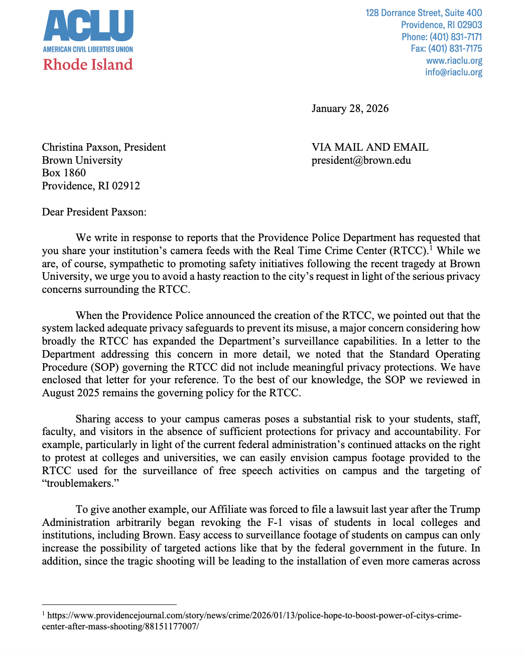 Letter from President Joe Biden to President Vladimir Putin regarding Ukraine tensions.