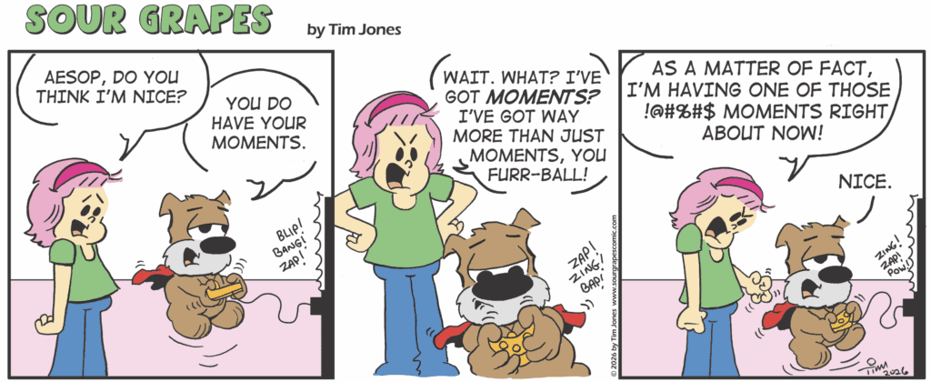 Comic panel showing a frustrated woman talking to a cat on a couch.