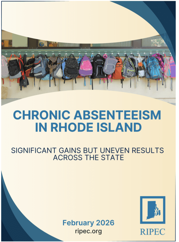 Presentation slide on chronic absenteeism in Rhode Island.