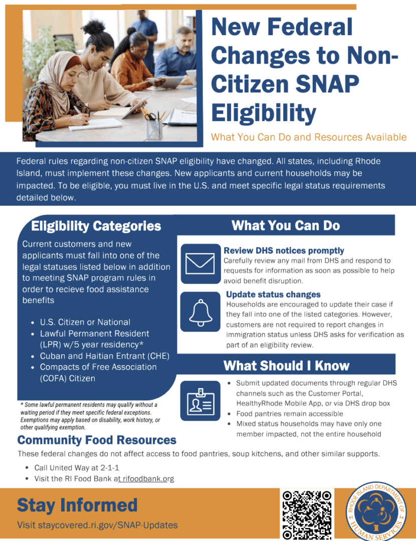 Informative flyer about Citizen SNAP eligibility and resources.