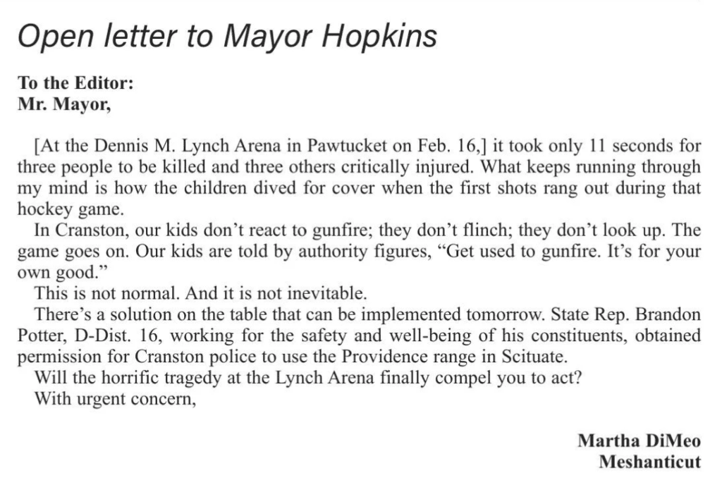 A letter to Mayor Hopkins discussing police violence and public safety.