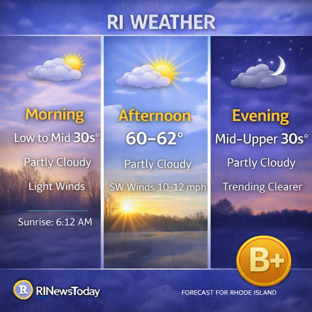 RI weather forecast for today