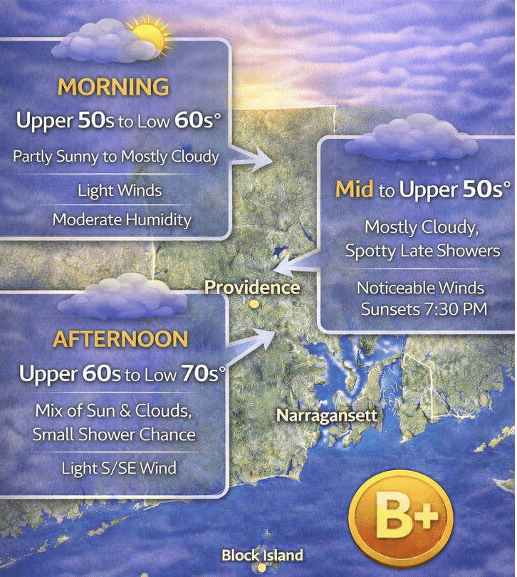 Rhode Island Weather for April 17, 2026