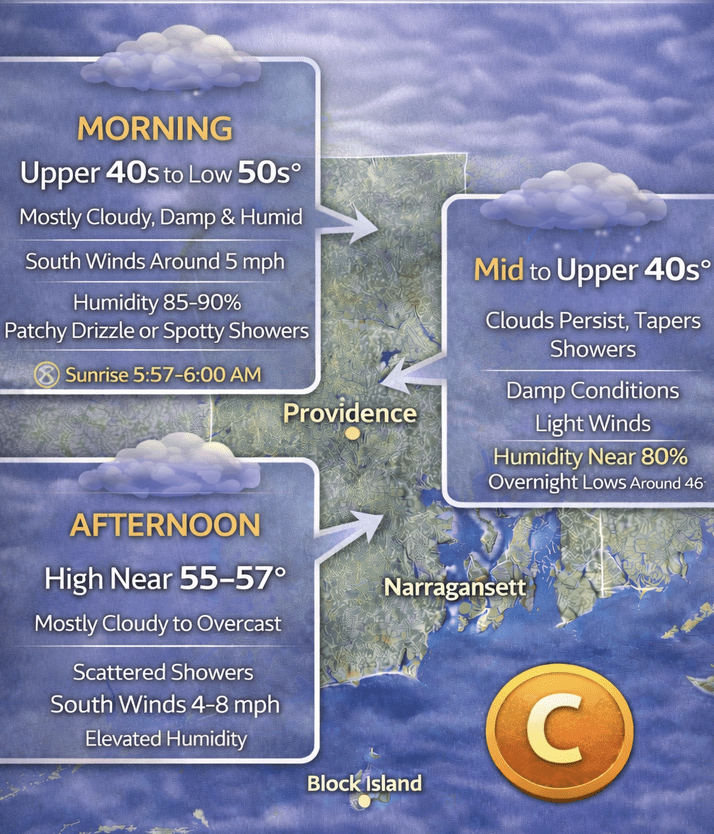 Rhode Island Weather for April 19, 2026