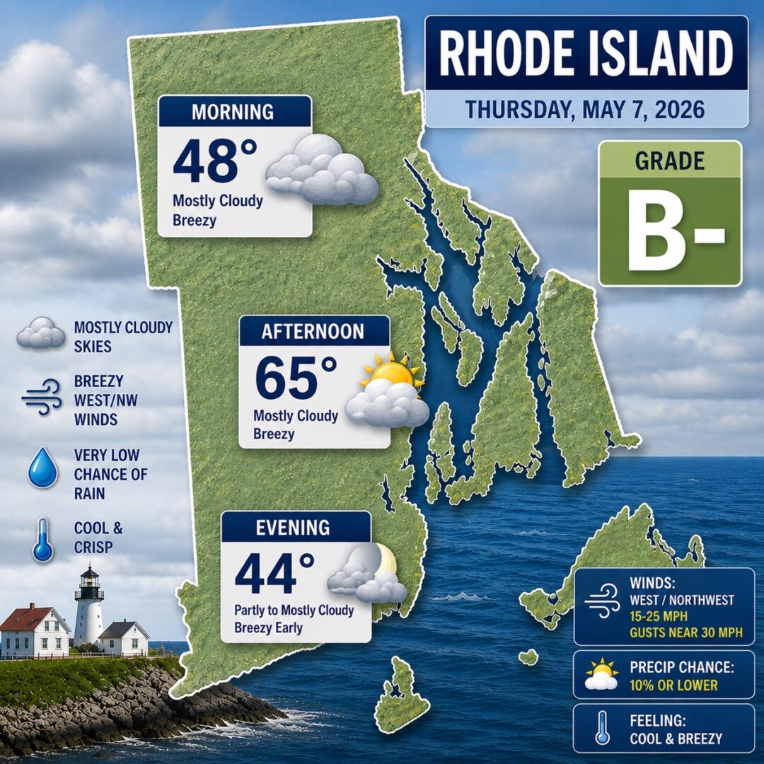 Rhode Island Weather for May 7, 2026