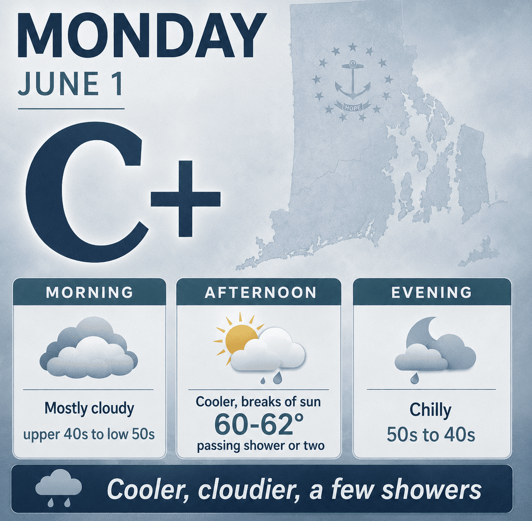 RI Weather for june 1, 2026