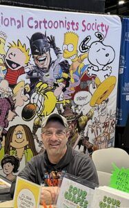 Cartoonist Tim Jones at work