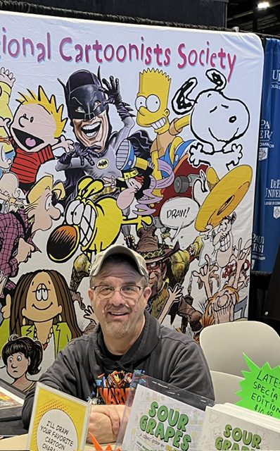 Cartoonist Tim Jones at work