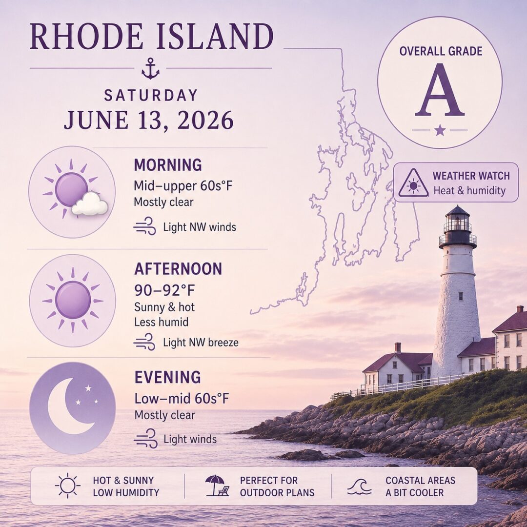 Rhode Island Weather for June 14, 2026