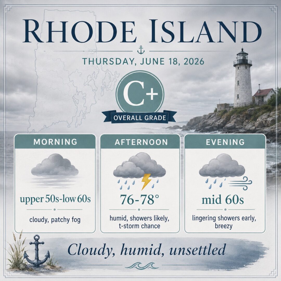 Rhode Island Weather for June 18, 2026