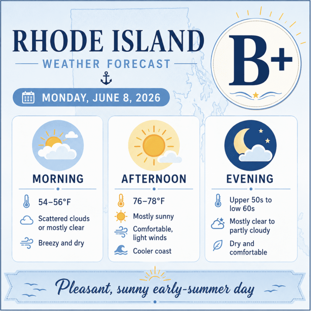 weather for june 8, 2026 for RI