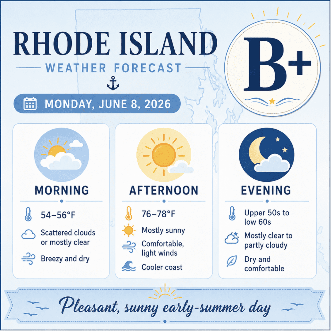 weather for june 8, 2026 for RI