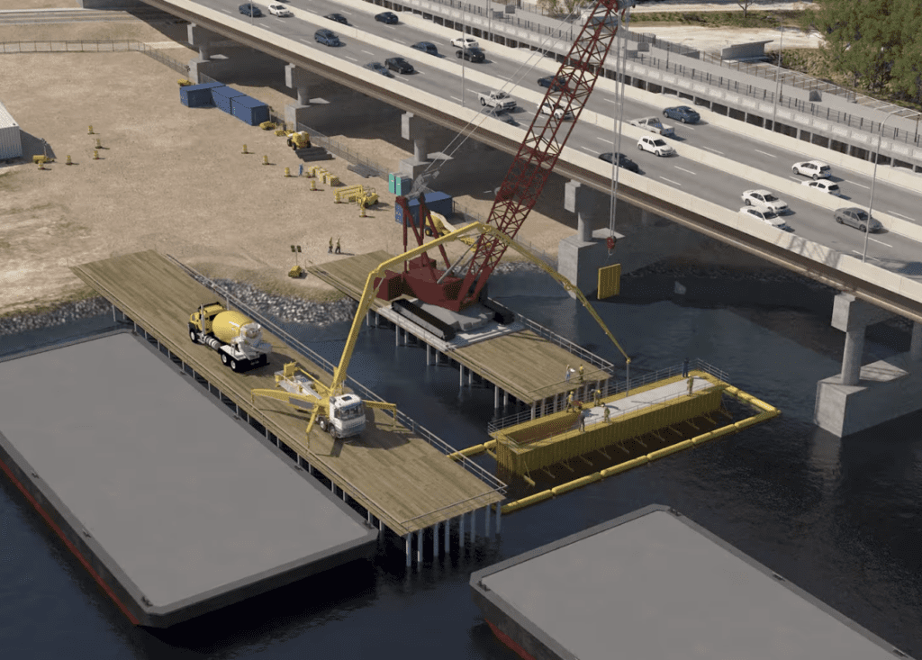 Washington Bridge in-water construction