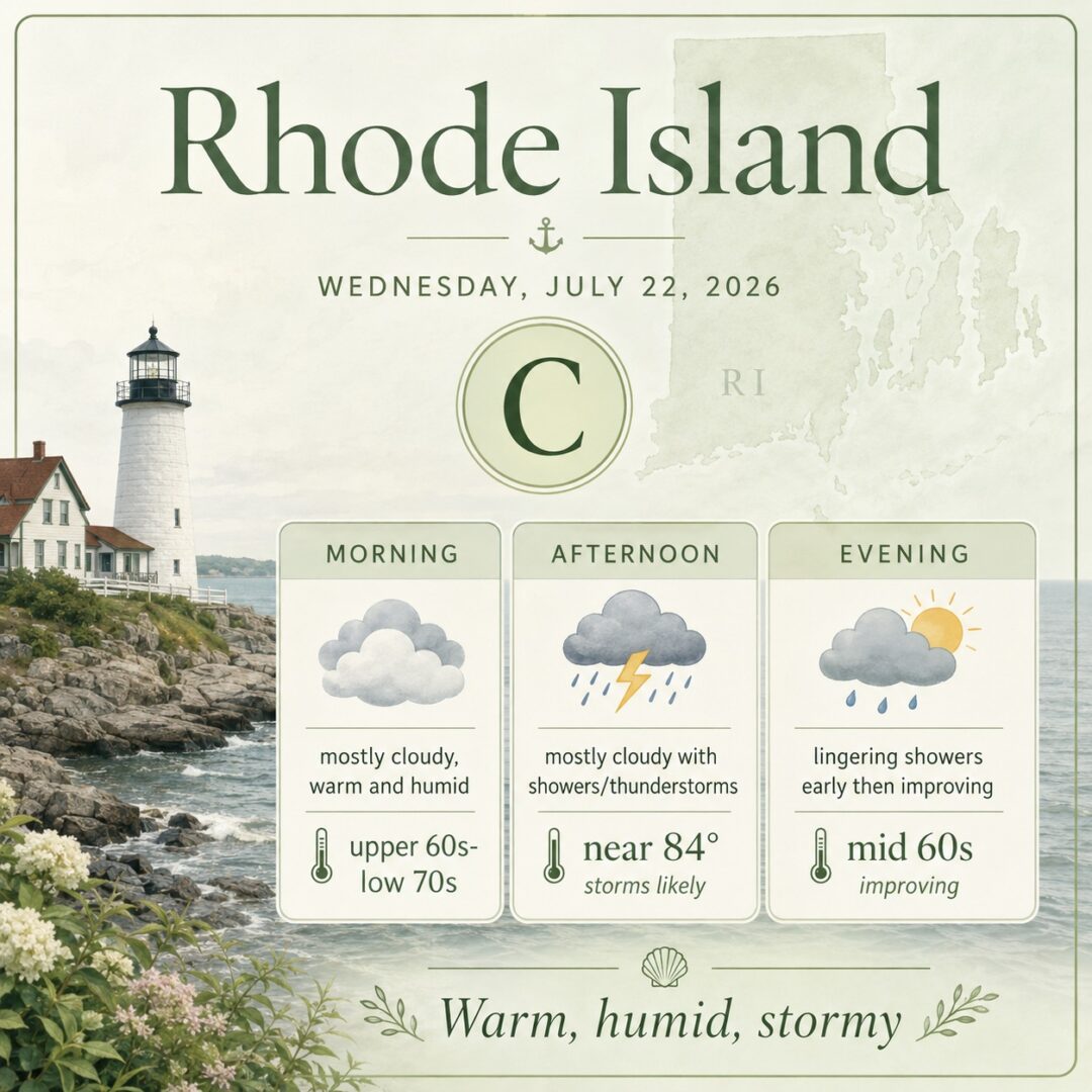 RI Weather for july 22, 2026