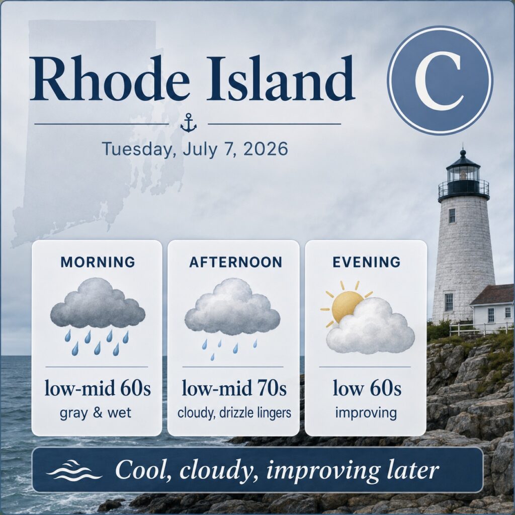 Rhode Island Weather for July 7, 2026