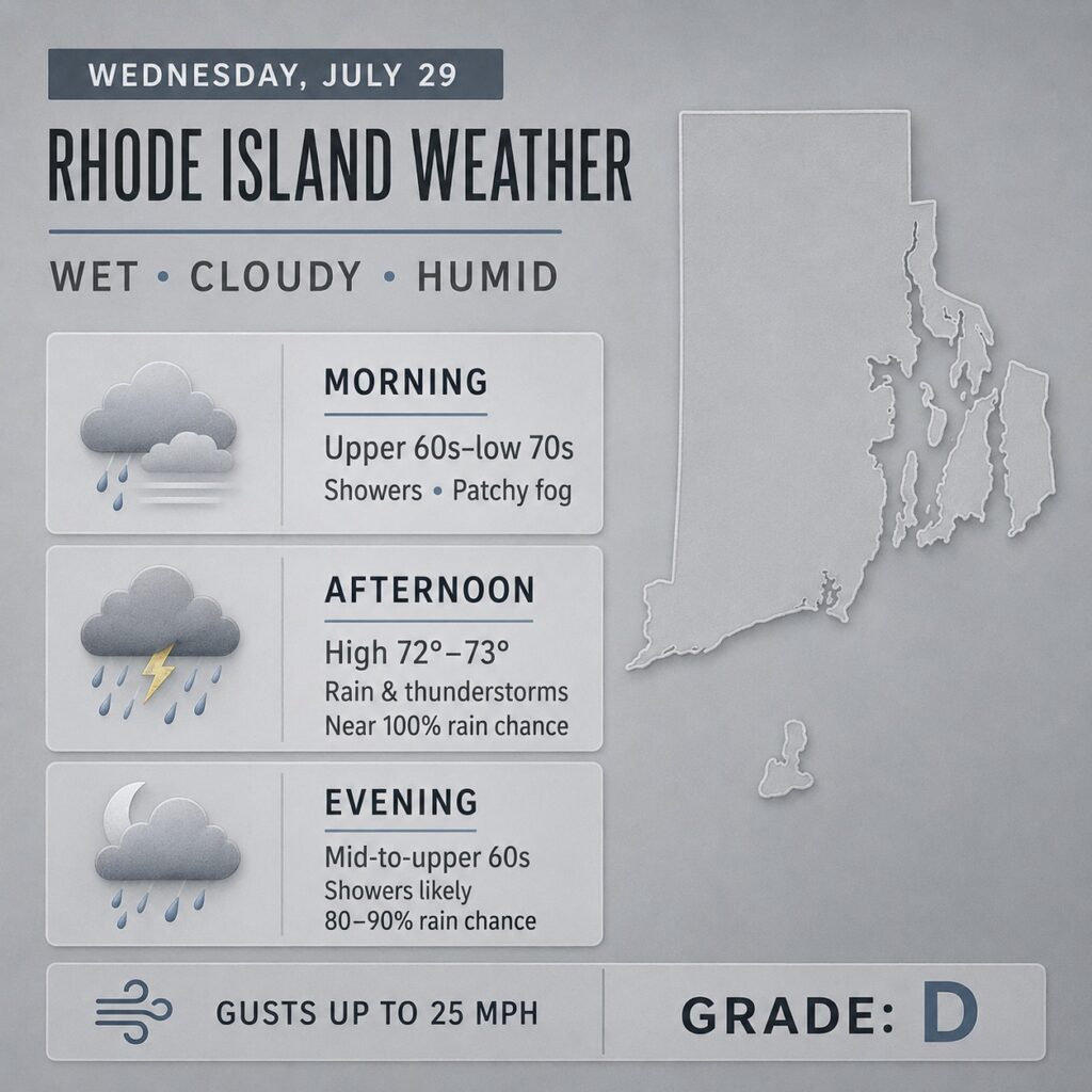 RI Weather for July 29, 2026