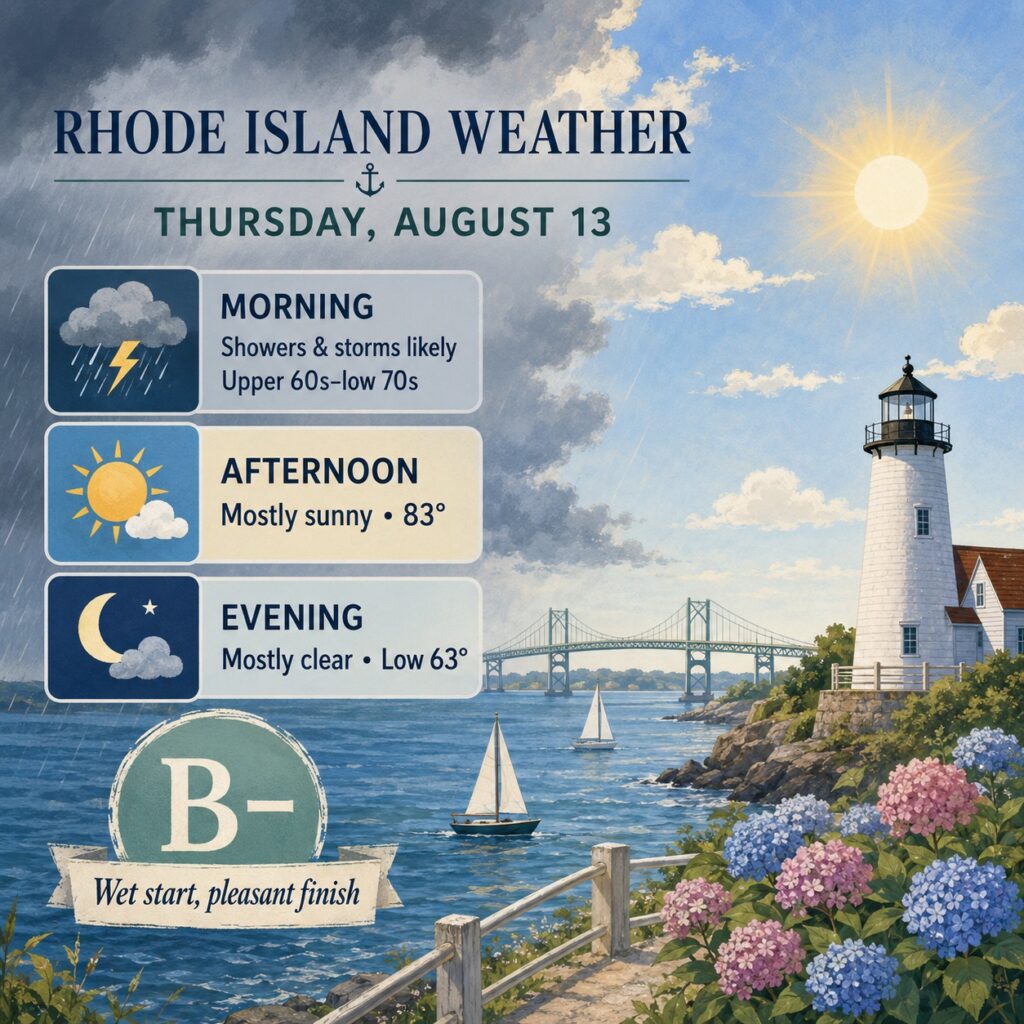 ri weather forecast for aug. 13, 2026