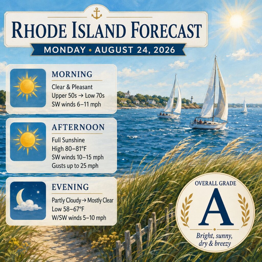 RI Weather for Aug. 24, 2026