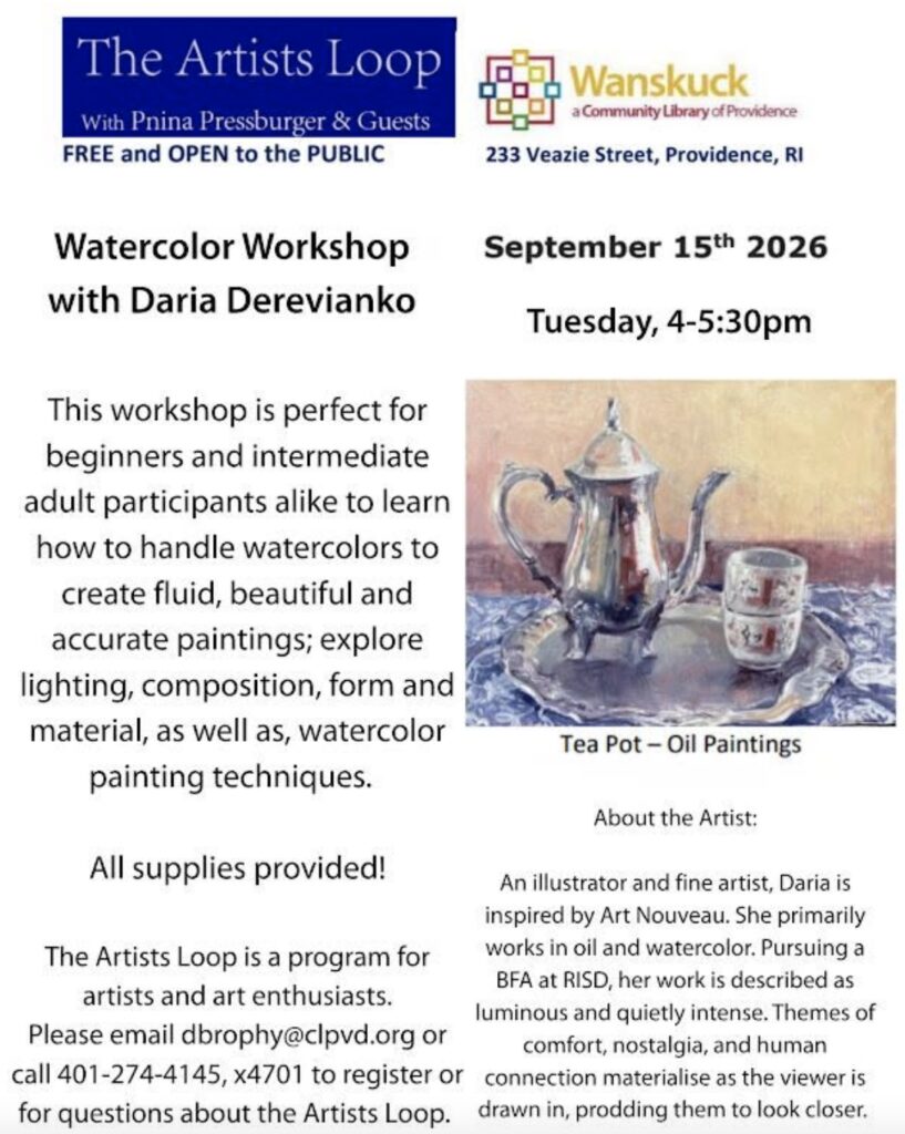 ART! The Artists Loop offering Watercolor Workshop with Daria ...
