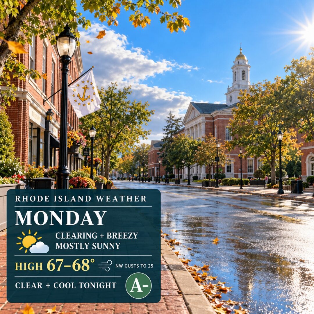 Cranston Monday Forecast_ Clearing Skies, Breezy Streets
