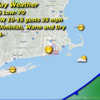 A map showing the weather in new hampshire.