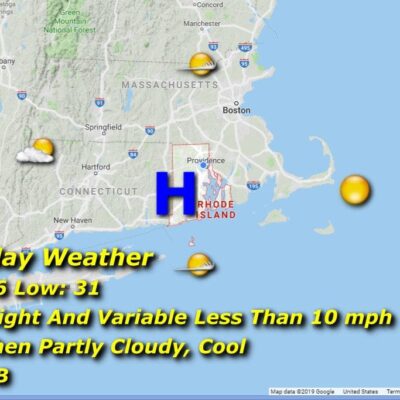 A map showing the weather in massachusetts.