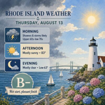 ri weather forecast for aug. 13, 2026