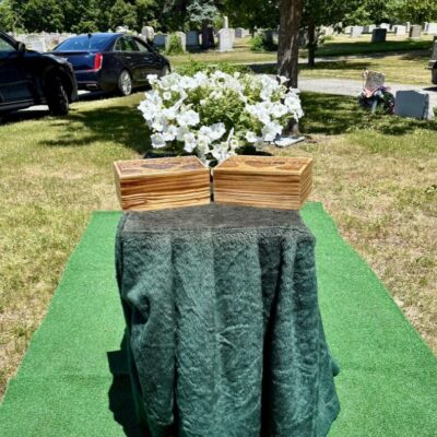 Burial service for Irina and Stanislaw Kozak at North Burial Ground in Providence.