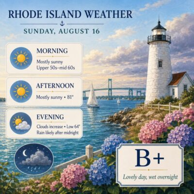 RI Weather for Aug. 16, 2026