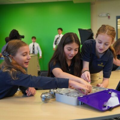 Students working on STEM project.