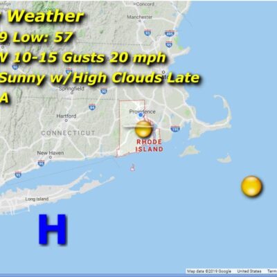 A map showing the weather for friday.